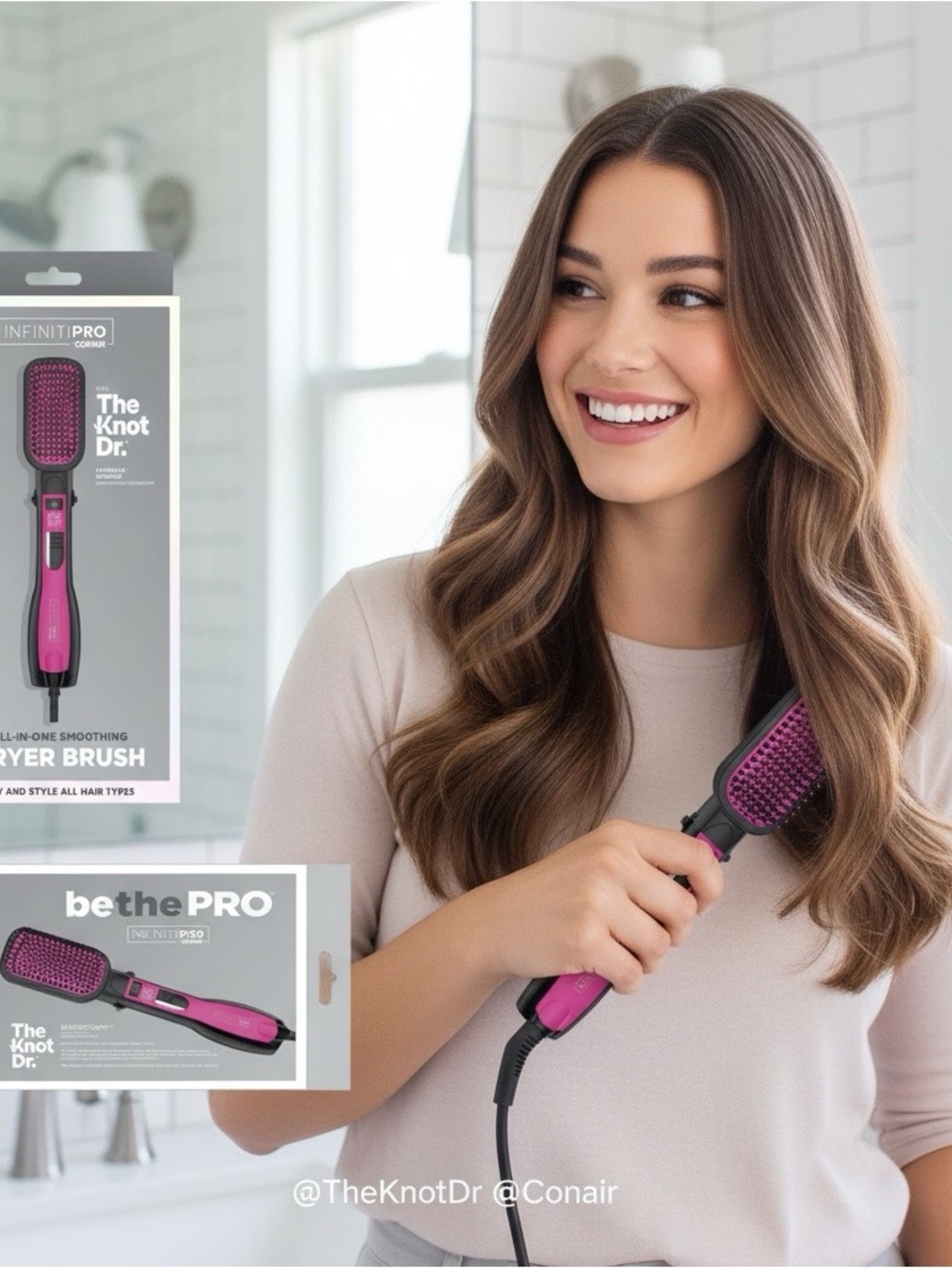 InfinitiPRO Conair Knot Dr Dryer Brush All-in-One Hot Air Brush - NEW